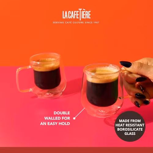 La Cafetiere Siena Double Walled Glass Espresso Cup Set, 100ml, Transparent – 3