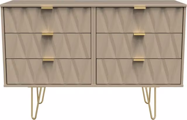 Ready Assembled 2 U Dallas 6 Drawer Wide Chest in Light Brown and Gold – 1