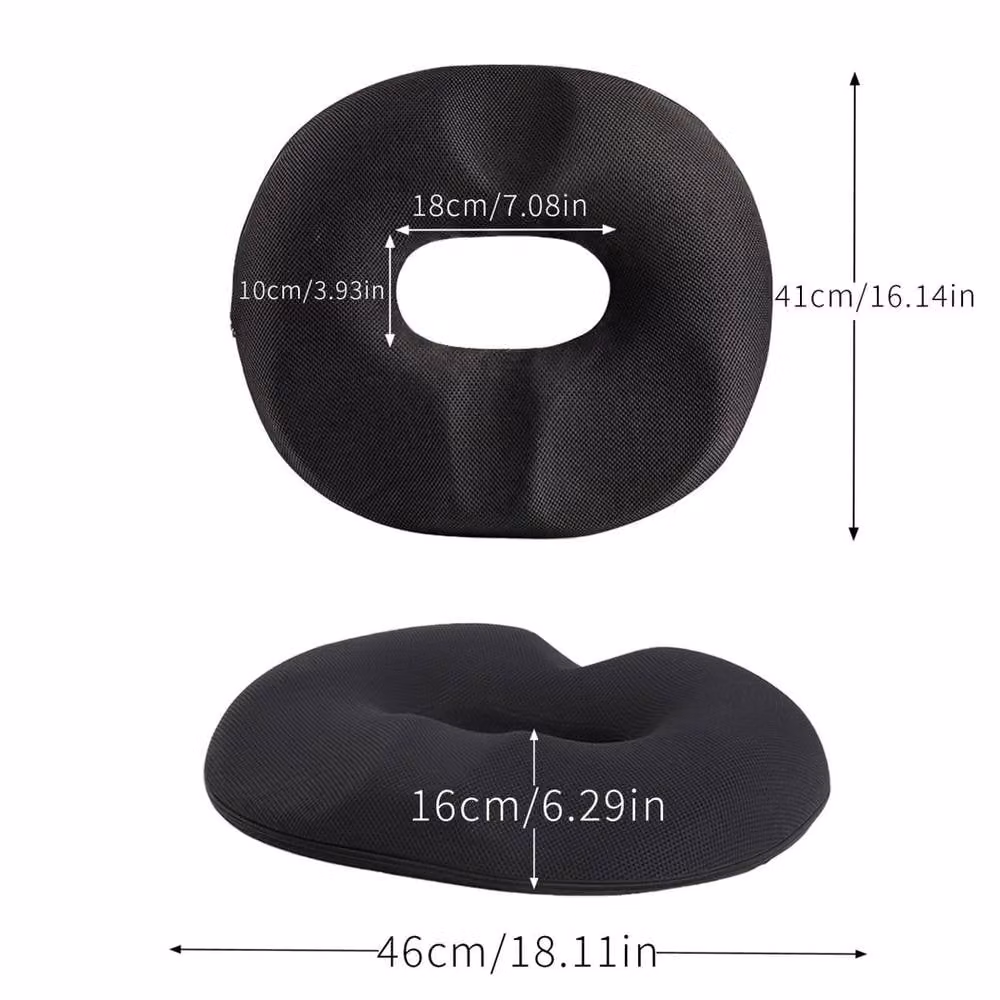 KORVIXA Memory Foam Donut Cushion Pillow in Black, W/D/H: 100 x 100 x 190 cm – 2