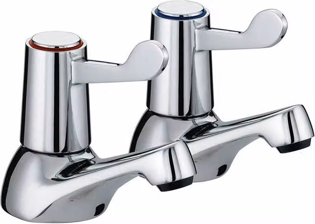 Nordara Two-Handle Ceramic Lever Basin Sink Taps in Silver Chrome – 1