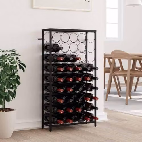 vidaXL Wrought Iron Wine Rack for 45 Bottles, Black, W/D/H: 54 x 18 x 100 cm – 2