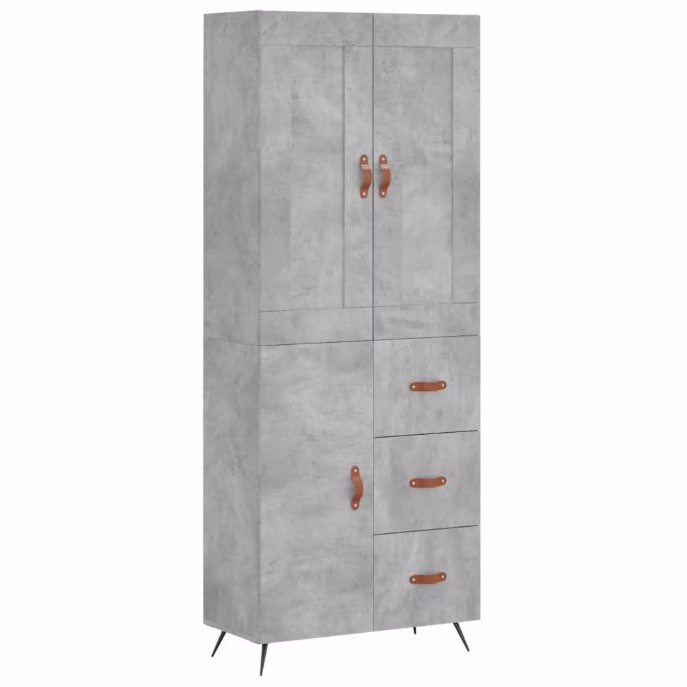 Berkfield Home Industrial Highboard in Concrete Grey, W/D/H: 69.5 x 34 x 180 cm – 3