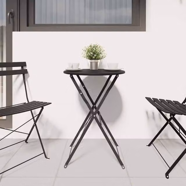 Berkfield Home Modern Folding Bistro Table in Anthracite, W/D/H: 50 x 50 x 71 cm