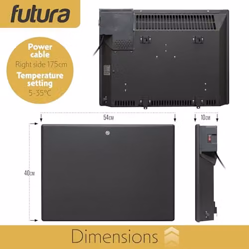 Futura 1000W Grey Electric Radiator Set of 2 with Advanced Thermostat Control and Setback Timer – 5