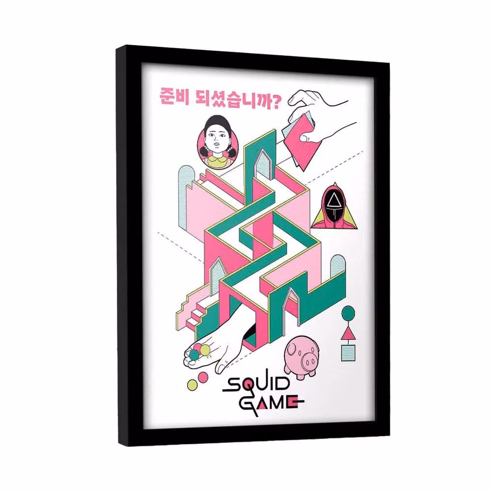 Squid Game Are You Ready Framed Paper Poster in Pink – 2