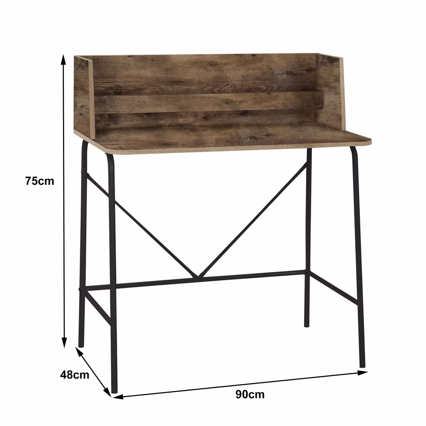 Nordlys Industrial Wood Computer Desk in Brown and Black – 3