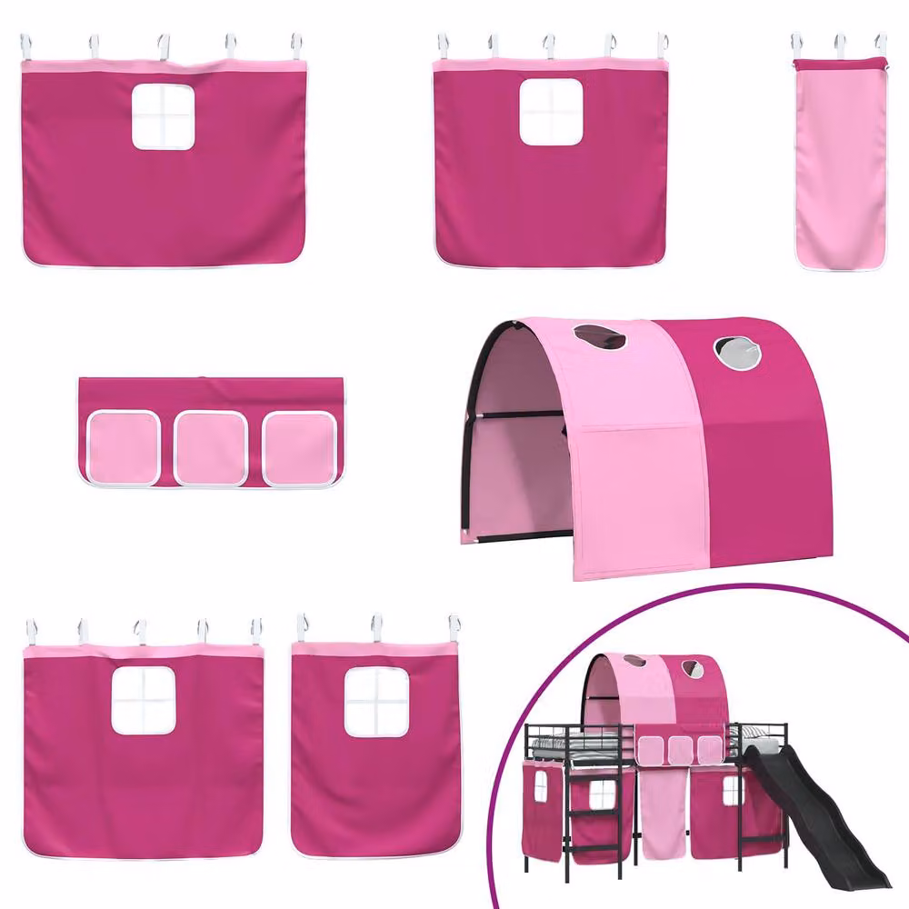 Berkfield Home Kids' Loft Bed Frame in Black and Pink Metal, W/D/H: 100 x 190 cm – 3