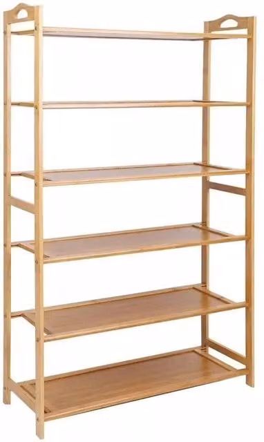 NESTLUNE 6 Tier Bamboo Shoe Rack Organiser in Brown, W: 100 cm, D: 15 cm