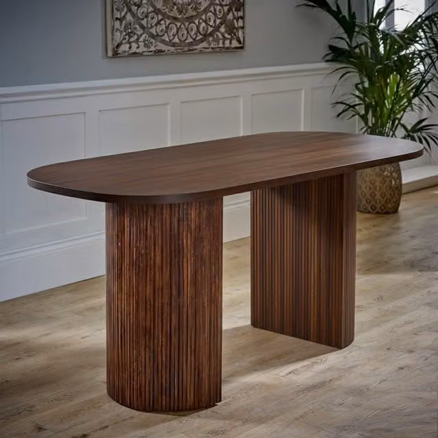IH Design Nolan Large Rectangular Dining Table in Brown Mango Wood, 6-8 Seater