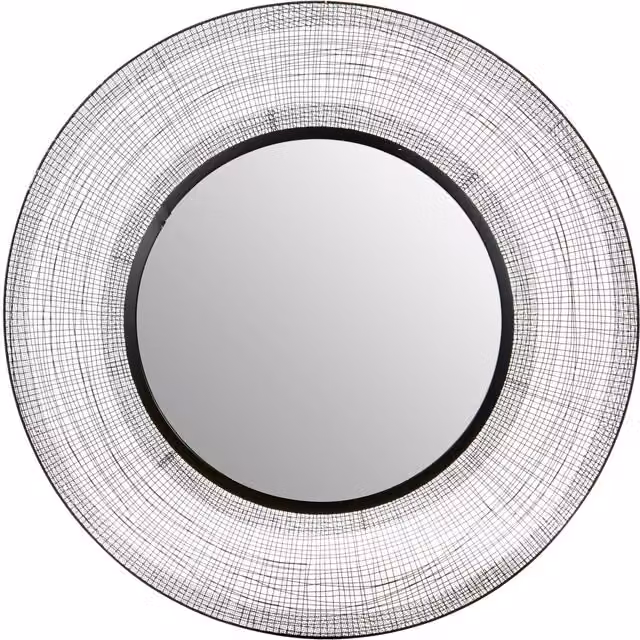 Interiors by Premier Farran Sun Wall Mirror with Silver Finish and Black Geometric Metal Frame