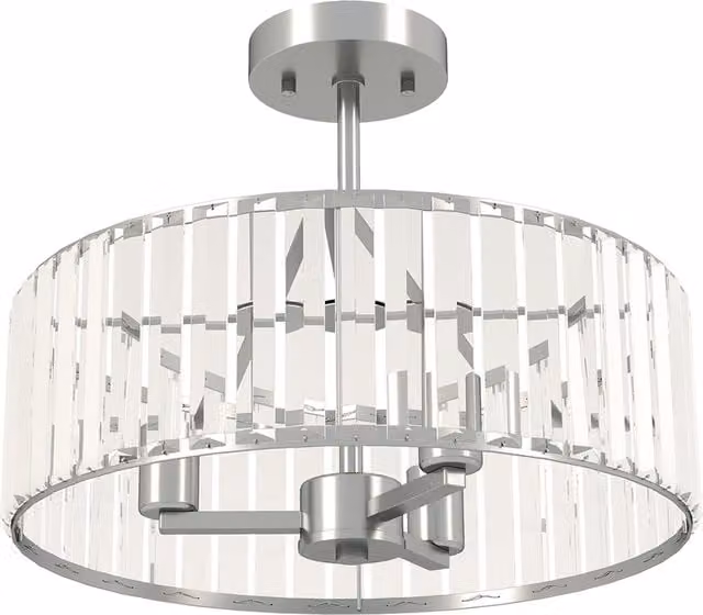 HOMCOM Silver Crystal Semi Flush Mount Ceiling Light Fixture with 3-Light E14 Base
