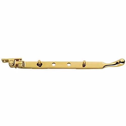 Loops Bulb Ended Casement Window Stay in Polished Brass, 267 x 16 mm