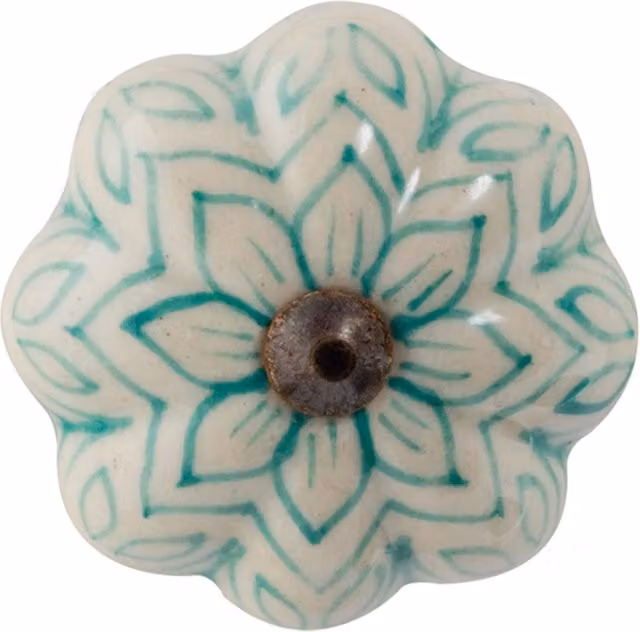 Nicola Spring Floral Ceramic Cabinet Knob in Green
