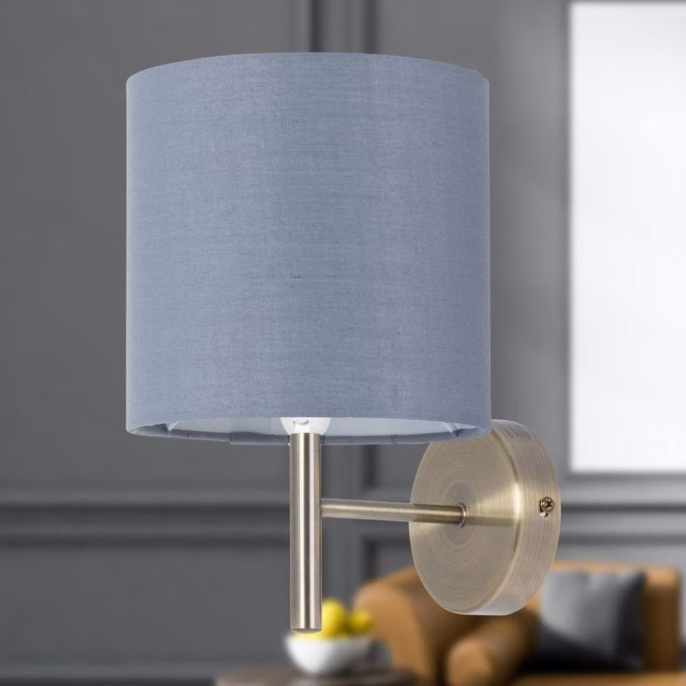 First Choice Lighting Brea Antique Brass Wall Light with Grey Fabric Shade – 2