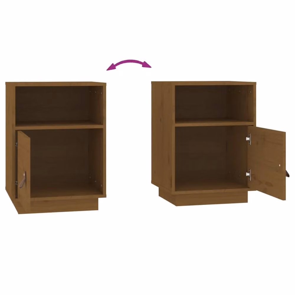 Berkfield Home Set of 2 Bedside Cabinets in Honey Brown Solid Pine Wood, W/D/H: 40 x 34 x 55 cm – 5