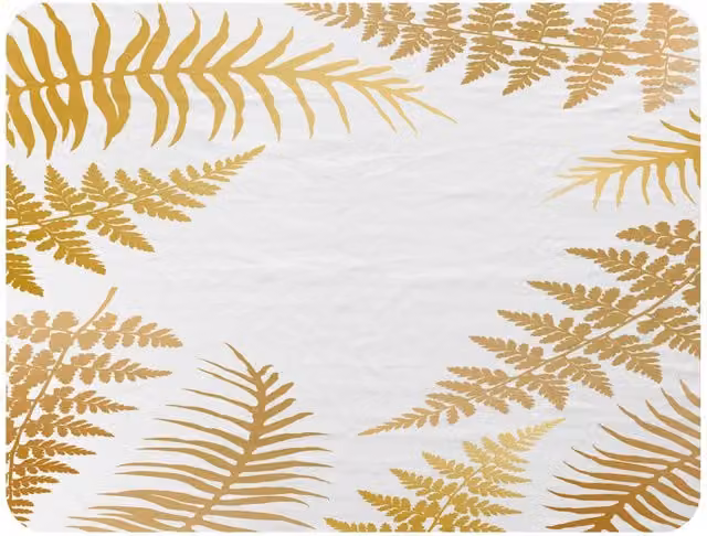 Benjamin Tate Design Gold Fern Floral Fleece Blanket in Gold and Beige, W/D/H: 120 x 150 cm – 2