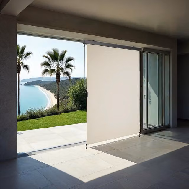 tectake Eloise Vertical Awning with Wall Brackets in Beige, Width: 120 cm