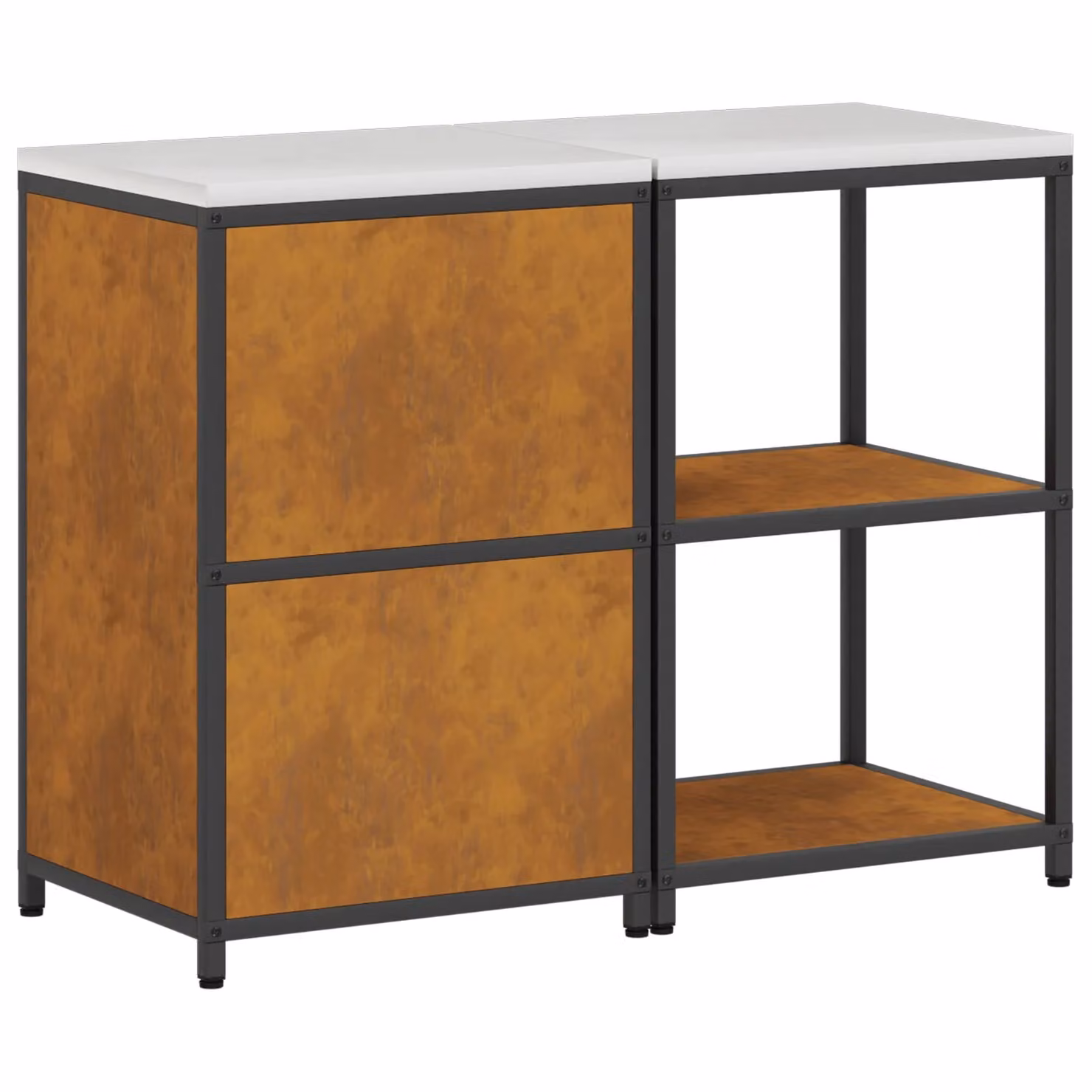 Berkfield Home 2-Piece Kitchen Storage Set in Brown Rusty Weathering Steel with Internal Shelves and Hinged Doors – 4