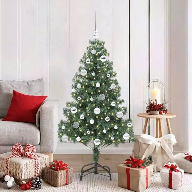 Berkfield Home Green PVC Christmas Tree with 150 LEDs and Stand, Height: 150 cm – 1