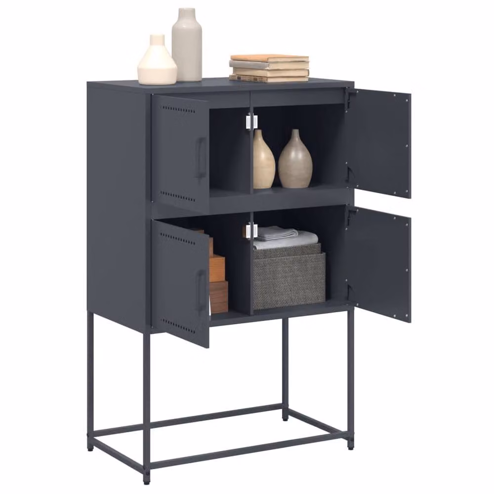 Berkfield Home Industrial Anthracite Steel Sideboard in Dark Grey, W: 68.5 cm, D: 38.5 cm, H: 107 cm – 3