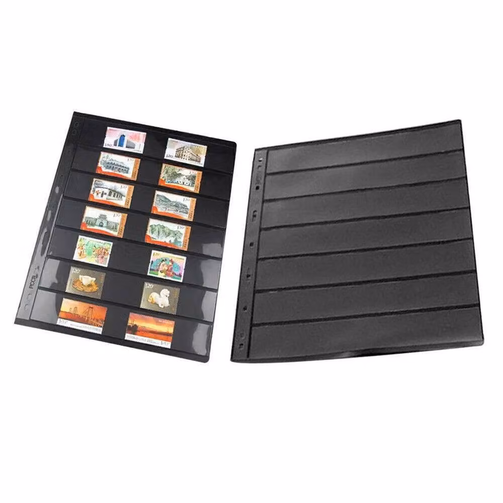 SPETLEK Black Double Sided Stamp Album Stock Pages, Pack of 10 – 3