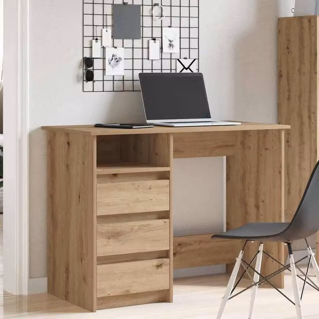 Berkfield Home Artisan Oak Decorative Writing Desk in Brown, W/D/H: 102 x 50 x 75 cm – 1