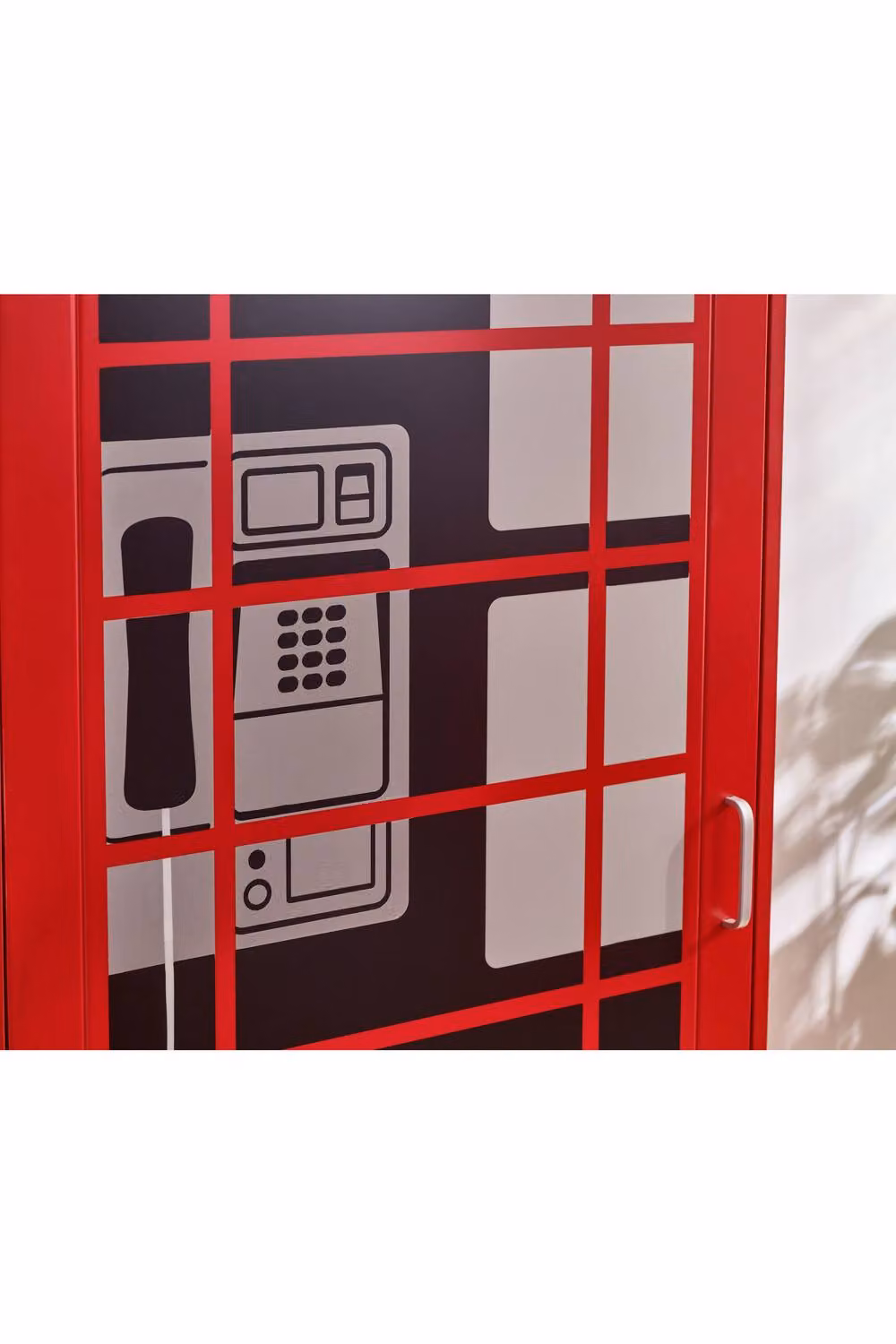 Julian Bowen Telephone Box 1 Door Wardrobe with Open Shelf in Red – 3