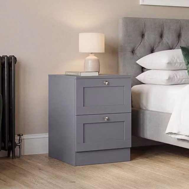 Vida Designs Altino 2 Drawer Bedside Chest in White and Grey