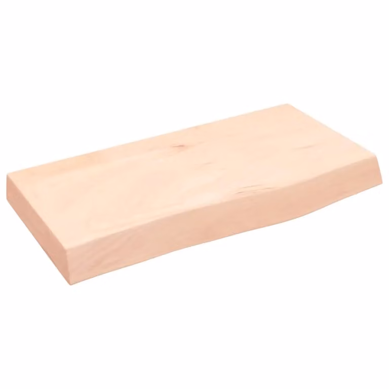 Berkfield Home Brown Live Edge Untreated Solid Wood Bathroom Countertop W: 60 cm, D: 30 cm, H: 2-6 cm
