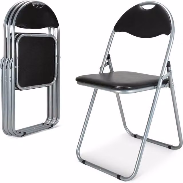 Bravich LTD Candy Faux Leather Padded Folding Dining Chairs in Black, 6 Pack
