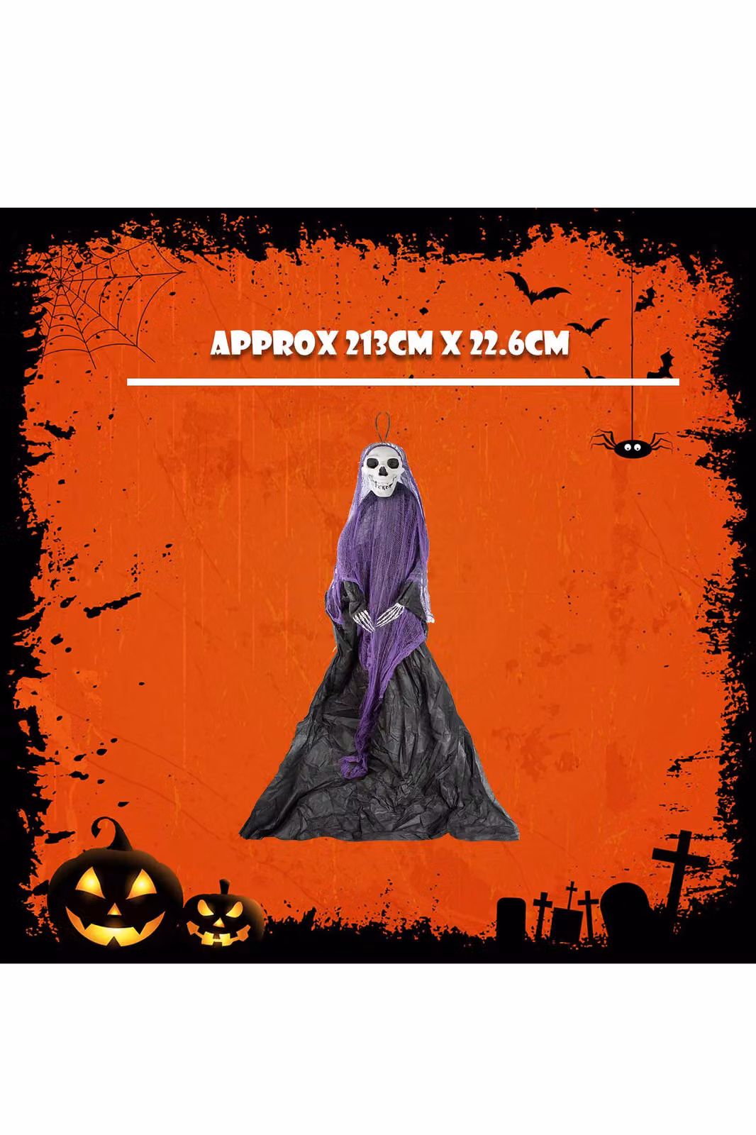 VFM e-Store 7ft Hanging Skeleton Halloween Decoration in Purple and Orange – 2
