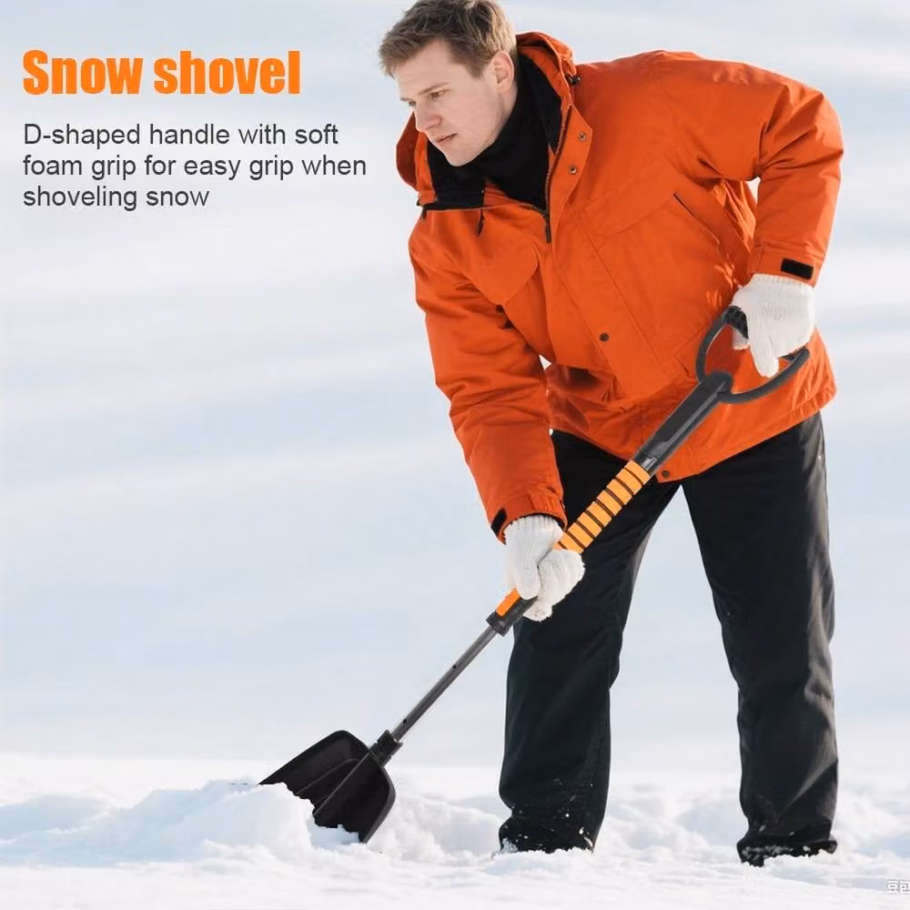 NESTLUNE 5-in-1 Extendable Snow Brush and Ice Scraper with Telescopic Handle, Black – 6
