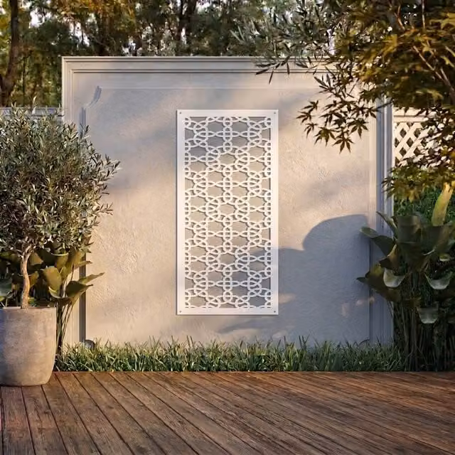 Laser Hut Shafalite Screen Geometric Metal Wall Art in White and Black