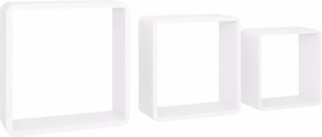 Berkfield Home Set of 3 White MDF Wall Mounted Cube Shelves