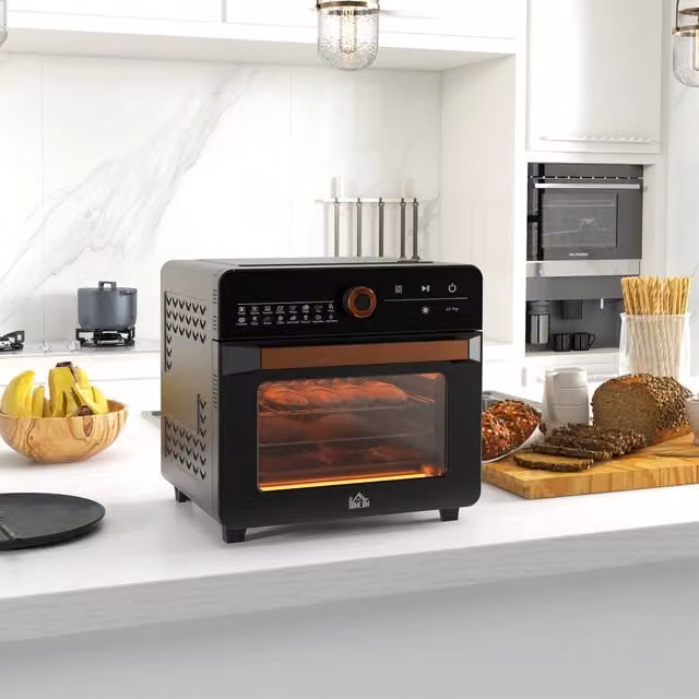 HOMCOM Multifunction Air Fryer Oven with 17 Presets and Convection, Black