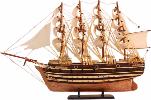 Authentic Replicas & Models Frigate Jylland Wooden Model Ship, Brown