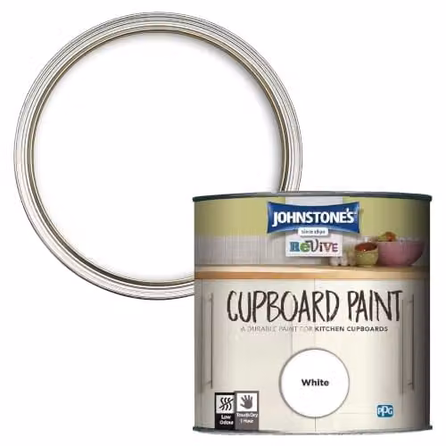 Johnstone's White Satin Gloss Scratch Resistant Wood and Cupboard Paint, 0.75 l