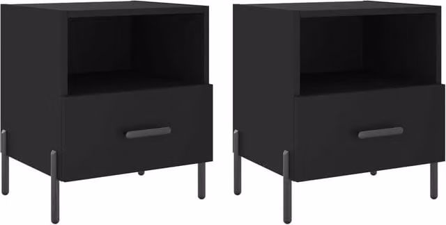 Berkfield Home Set of 2 Modern Black Bedside Cabinets, W/D/H: 40 x 35 x 47.5 cm