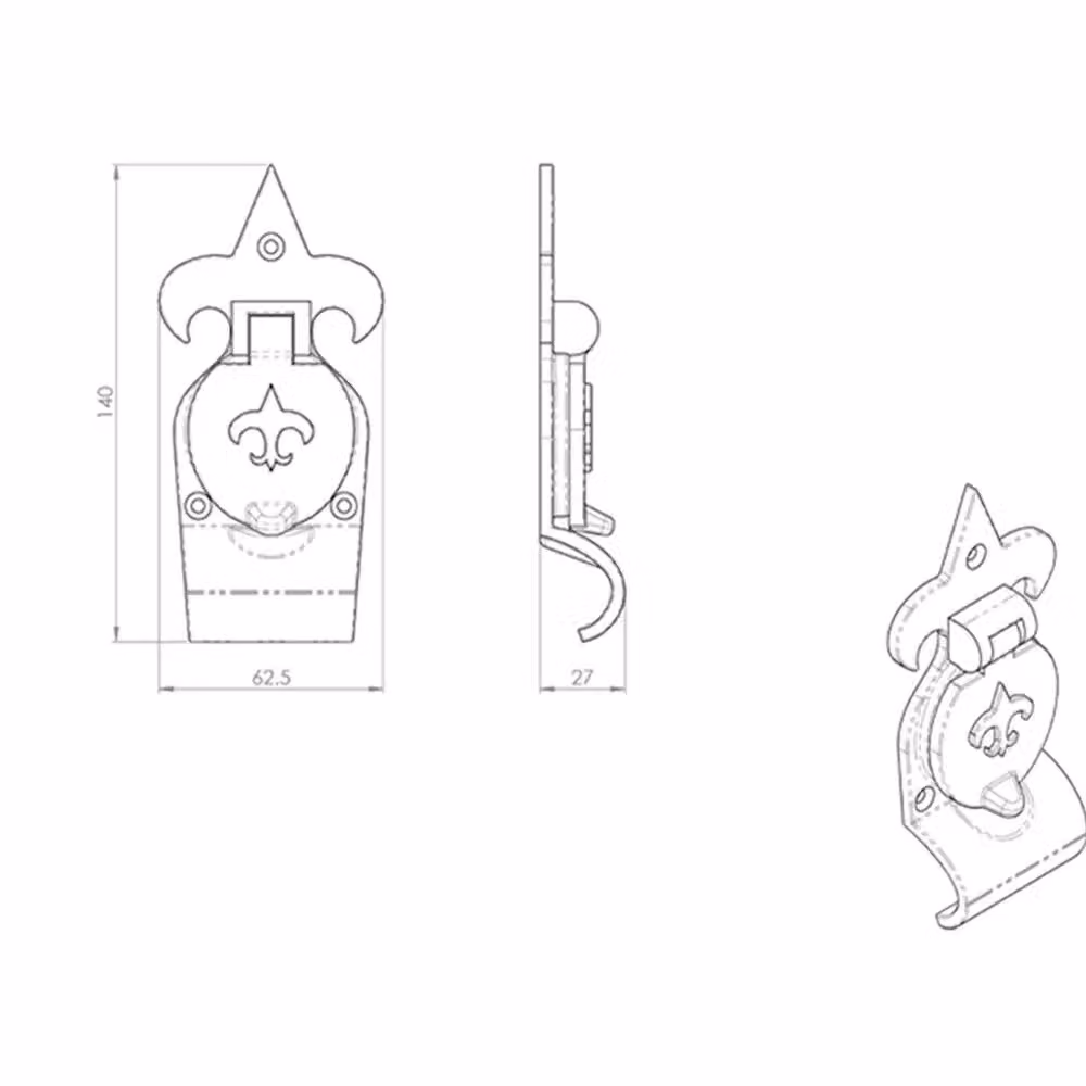 Loops Fleur-De-Lys Rim Cylinder Latch Pull for Nightlatches in Matt Black Antique – 3
