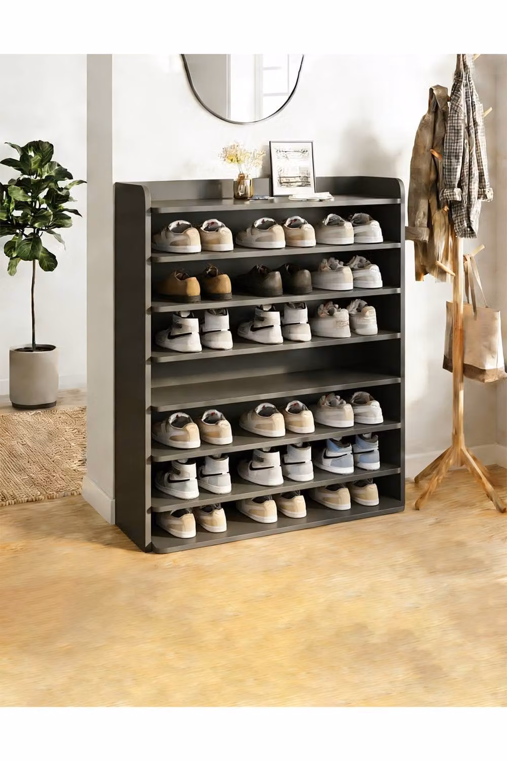 Living and Home 8-Tier Shoe Rack Organiser in Black, Width: 82 cm – 4