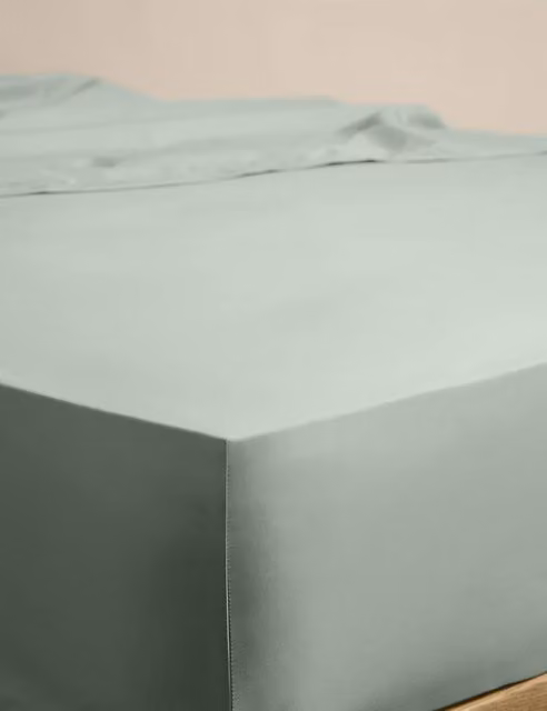 M&S Egyptian Cotton 230 Thread Count StayPut Fitted Sheet, Green, W: 180 cm, D: 200 cm