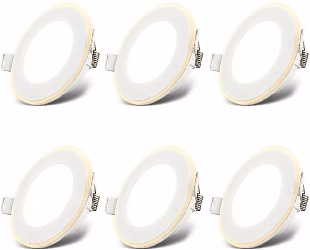 B.K.Licht Set of 6 White Dimmable LED Recessed Spotlights, Warm White