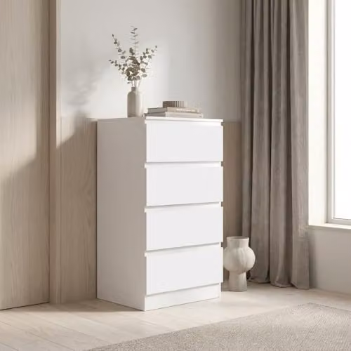 FWStyle Carlton 4 Drawer Chest of Drawers in Matt White – 4