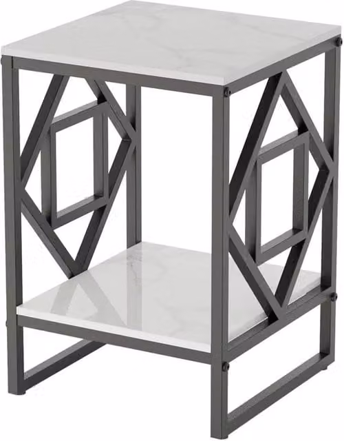 ERGOVEXA Modern Square Ceramic Side Table with X-Frame Metal Base in Black, White or Multicolour – 1