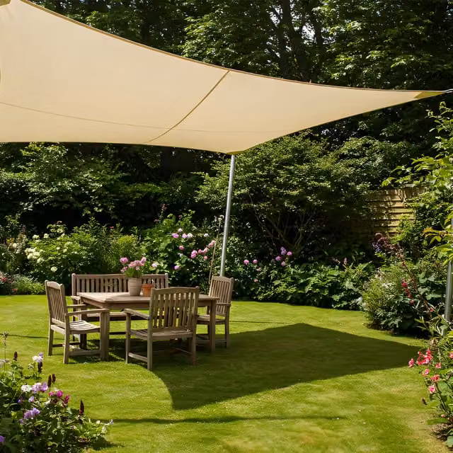 Kookaburra Square Pro Waterproof Garden Sail Shade, Ivory, 5.4m x 5.4m