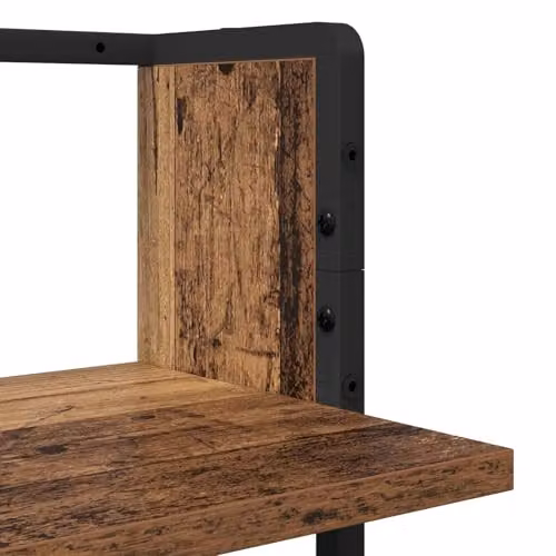 vidaXL Set of 4 Wall-Mounted Shelves in Old Wood and Metal, Brown, W: 65 cm, D: 25 cm, H: 30 cm – 3