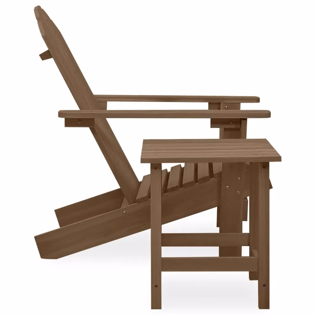 Berkfield Home Garden Adirondack Chair with Table in Brown Solid Fir Wood – 2