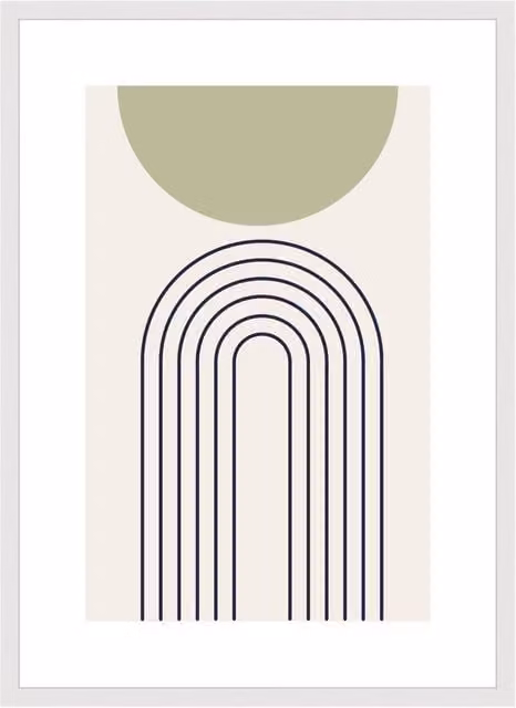 Nielsen Design Velino White Wooden Picture Frame with Glass and Abstract Geometric Poster Print, W/H: 50 x 70 cm