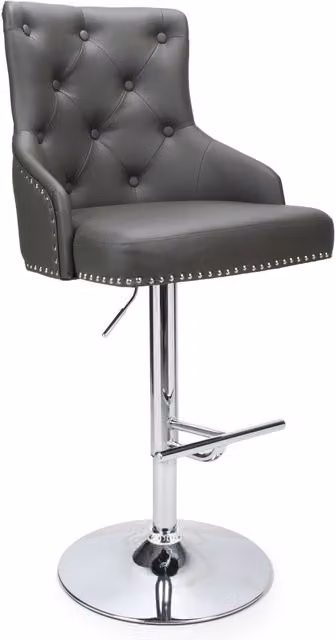 Shankar Rocco Grey Leather Effect Bar Stool with Metal Frame