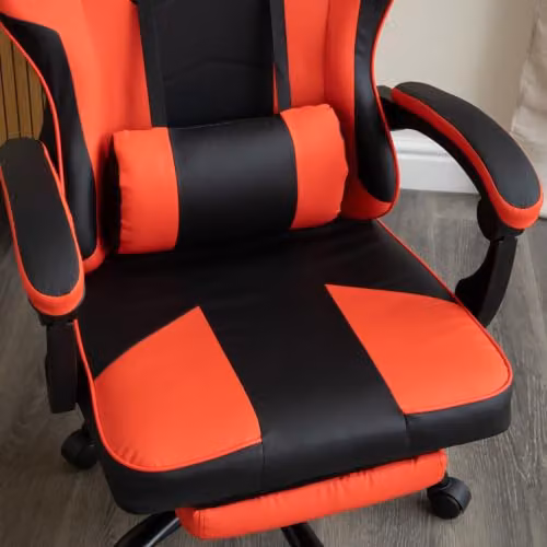 Samuel Alexander Red Faux Leather Gaming Chair with Headrest and Armrests – 6